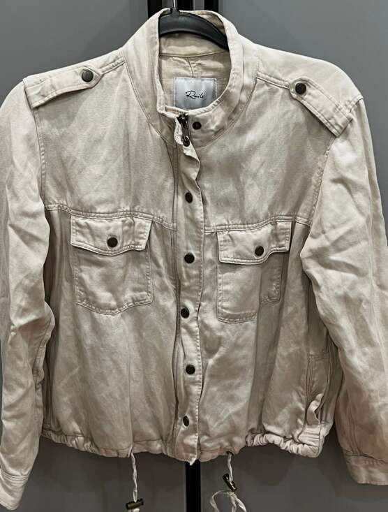 Rails Collins Utility Military Jacket in Bone Bone Linen Blend Size Medium - Picture 2 of 11